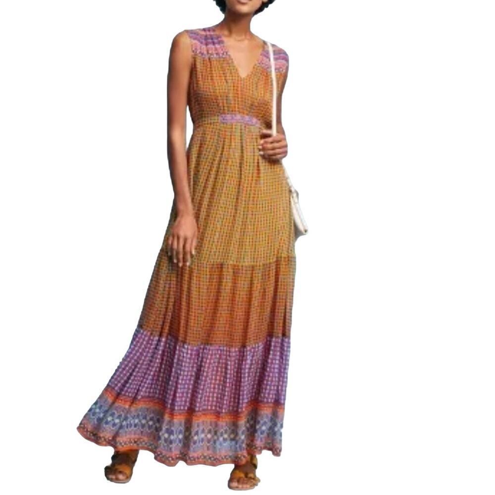 Anthropologie Tanvi Keida Maxi Dress Aelyn‎ Embroidered Beaded 2